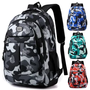 1pc Large Capacity Red Camouflage Preppy Backpack - Lightweight, Zipper Closure, Adjustable Shoulder Strap, Nylon Material, Sewing Thread Accents - Perfect for College, High School, Outdoor Travel, and Daily Use