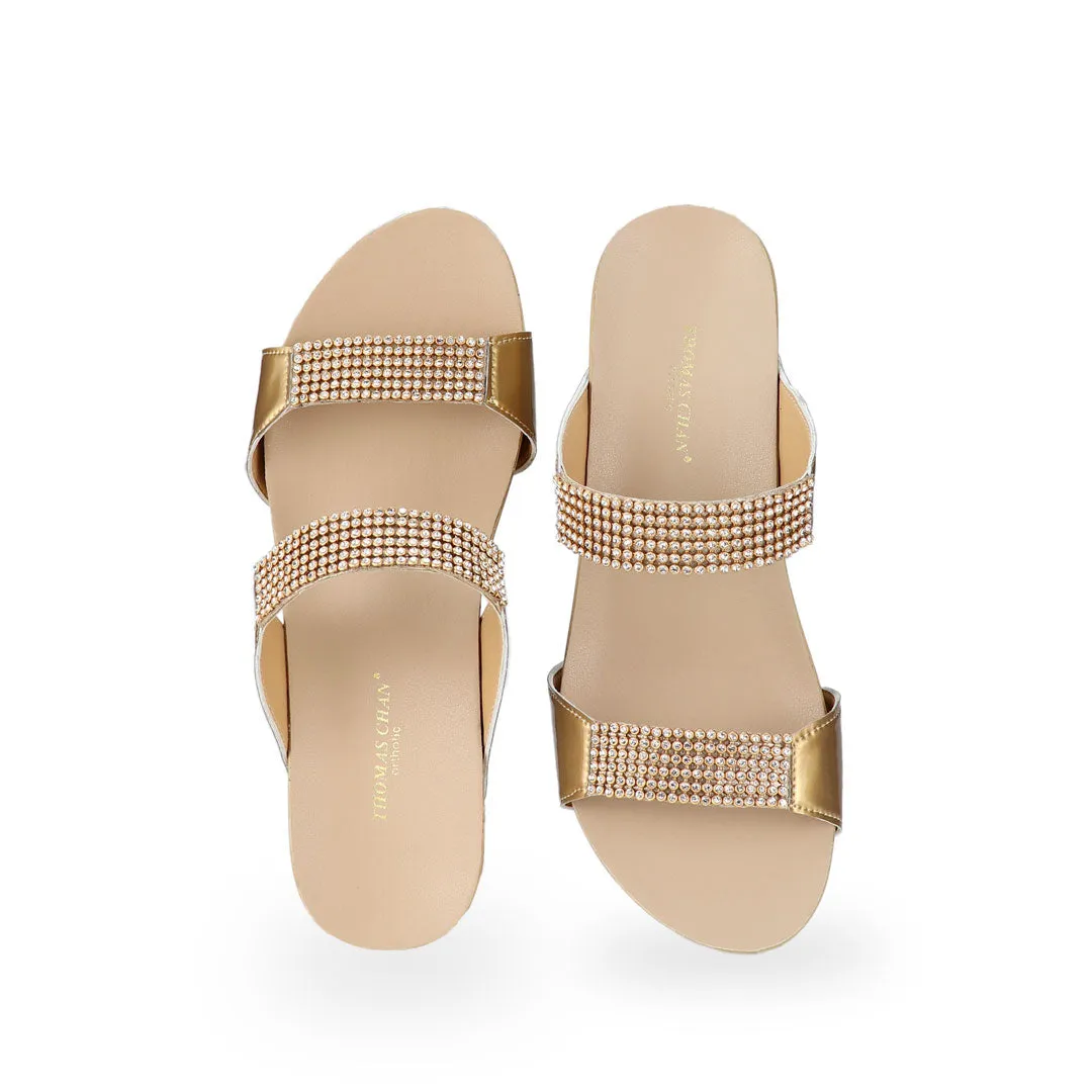 [20% off at cart] Multi-Row Diamond Wedge Sandals