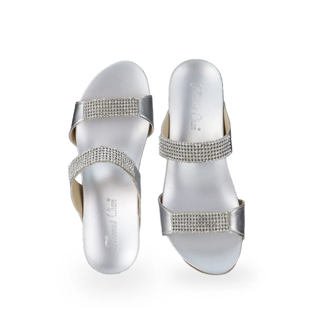 [20% off at cart] Multi-Row Diamond Wedge Sandals