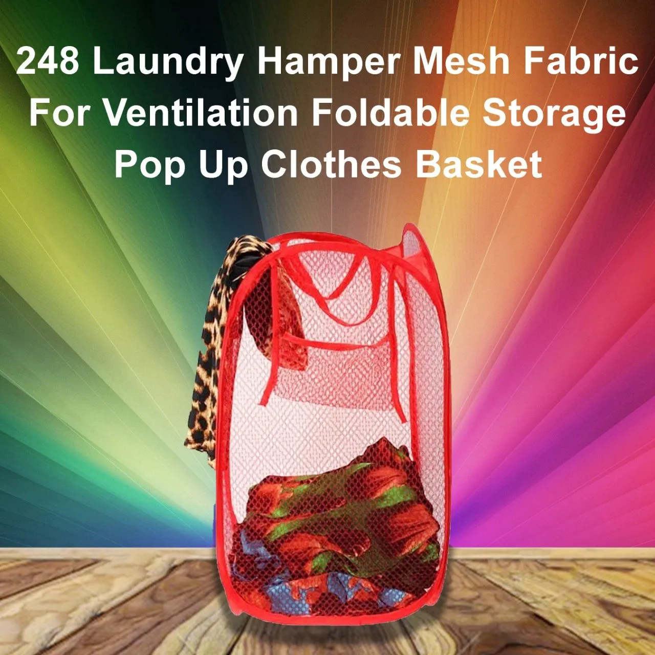 248 Laundry Hamper Mesh Fabric For Ventilation Foldable Storage Pop Up Clothes Basket