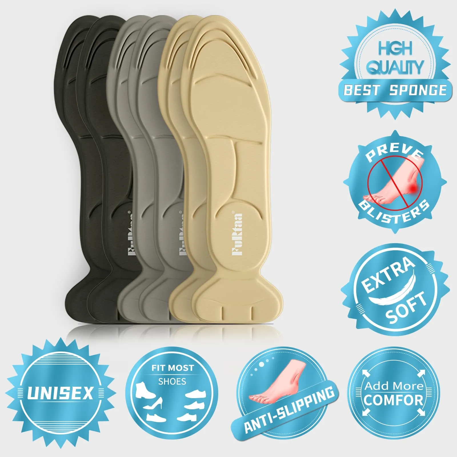 (3 Pairs) Shoe Insoles,Heel Insoles,Sponge Shoes Pads with Heel Grips Inserts,Heel Cushions,High Heel Inserts Great for Loose Shoes, Metatarsal or Arch Pain,Feet Sore Relief,Women 4.5-9.5. Women(4.5-9.5) Shoe Insole With Heel Pad