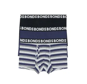 3 x Bonds Mens Everyday Trunks Underwear Black / Navy / Grey Undies