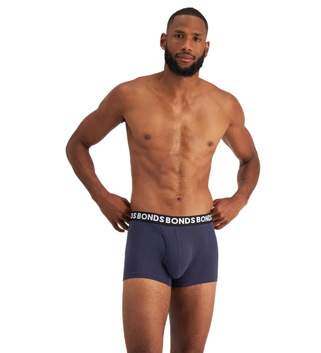 3 x Bonds Mens Everyday Trunks Underwear Black / Navy / Grey Undies