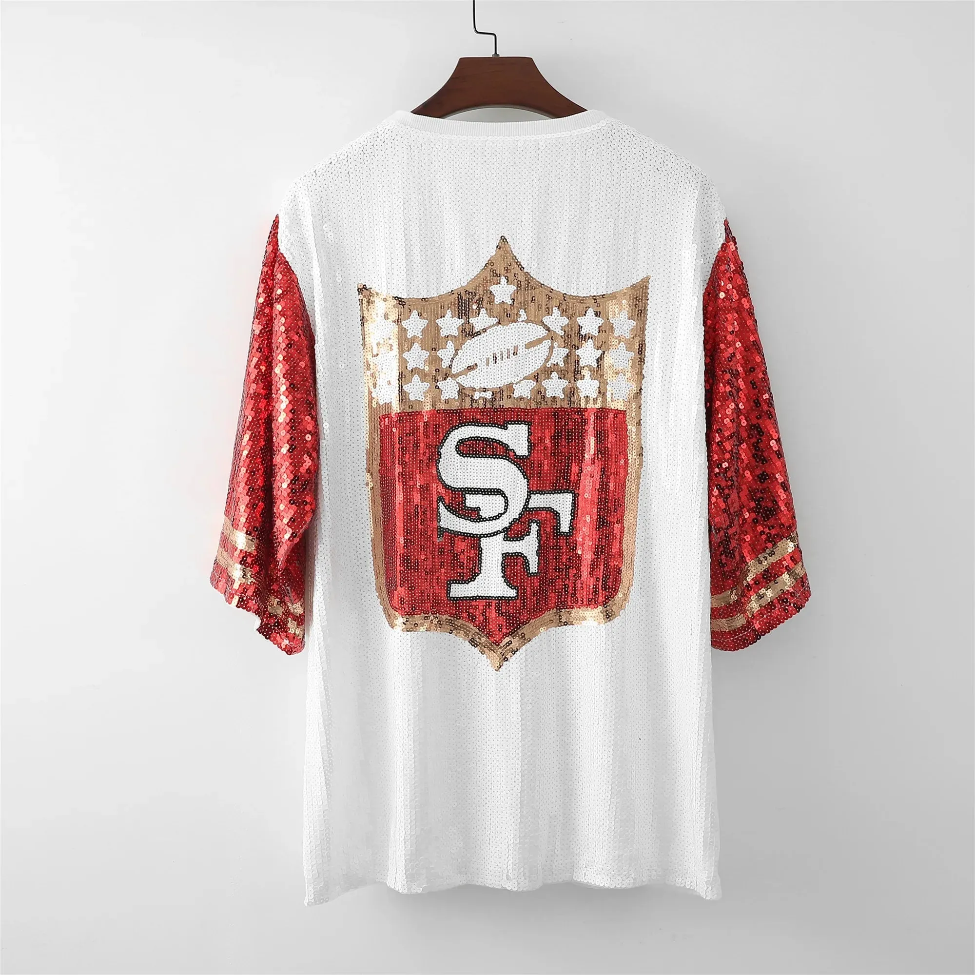 49ers design fashion casual dress Women sequins t shirt dress