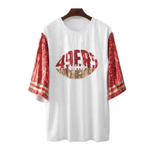 49ers design fashion casual dress Women sequins t shirt dress