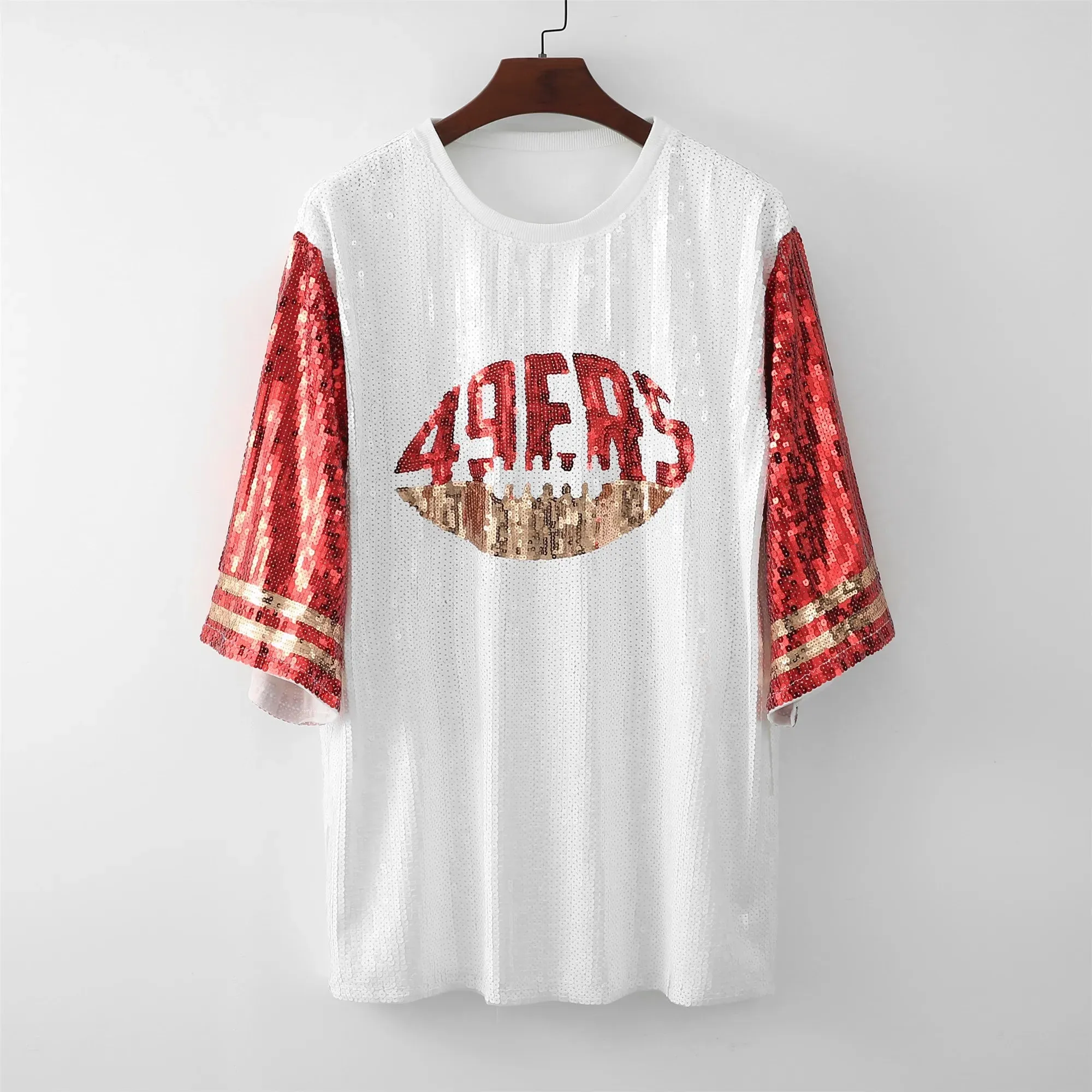 49ers design fashion casual dress Women sequins t shirt dress