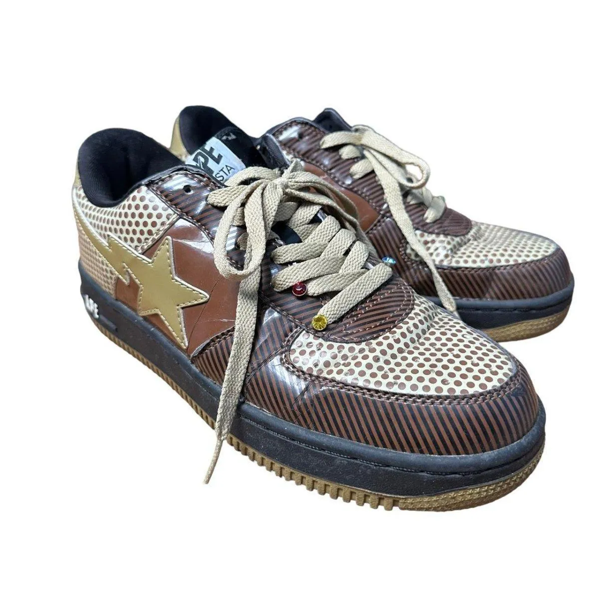 A Bathing Ape Bape SK8 Bapesta Brown with jewels