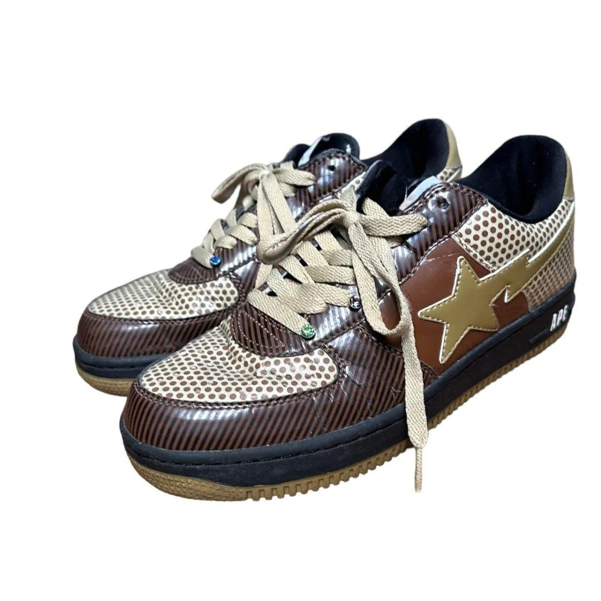 A Bathing Ape Bape SK8 Bapesta Brown with jewels