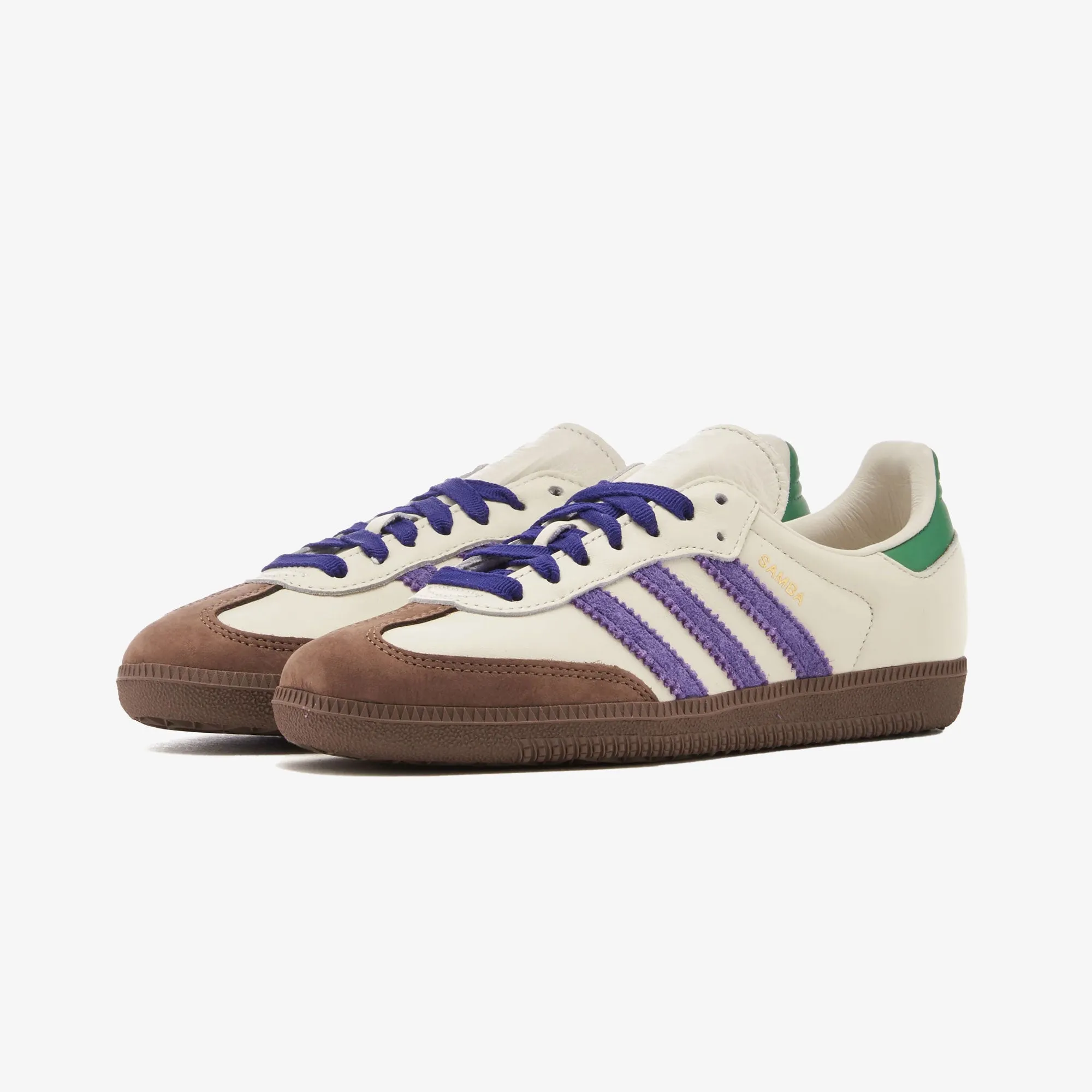 Adidas Originals | WMN'S SAMBA OG  { OFF WHITE/PURPLE/GREEN