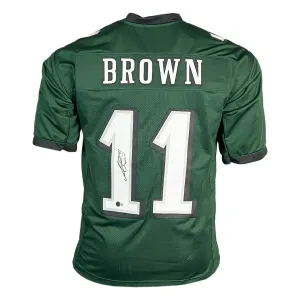 AJ Brown Signed Philadelphia Green Football Jersey (Beckett)