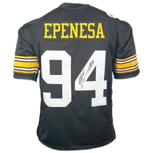 AJ Epenesa Signed Iowa College Black Football Jersey (JSA)