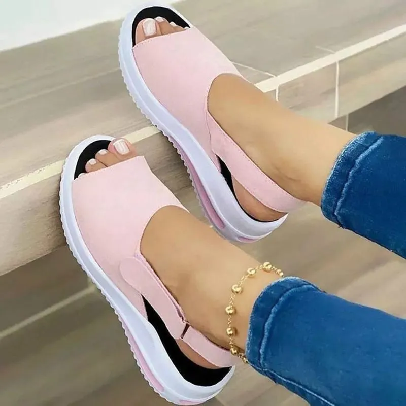 Amozae-Back to school outfit   Fashion Shoes Women Platform Sandals Stretch Fabric Summer Women's Shoes Comfort Walking Ladies Sandalias Female Casual Footwear