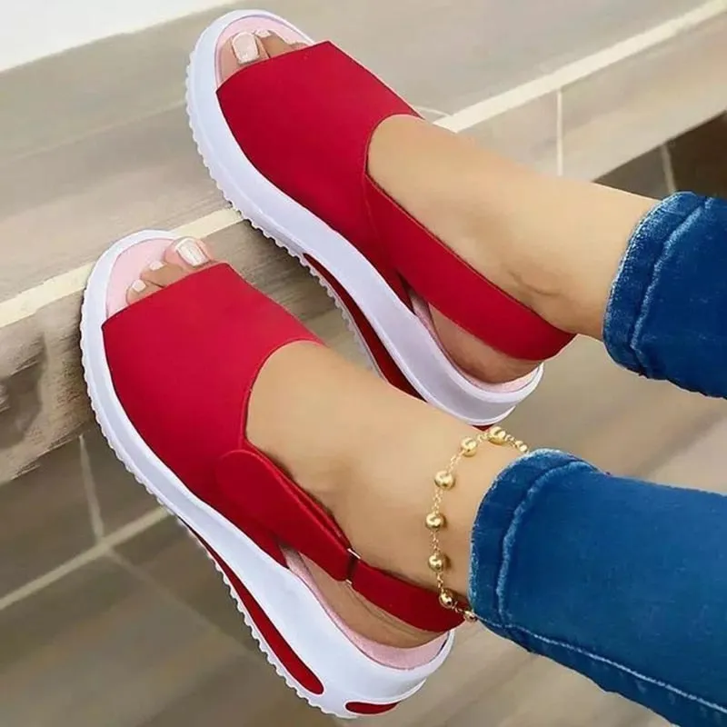 Amozae-Back to school outfit   Fashion Shoes Women Platform Sandals Stretch Fabric Summer Women's Shoes Comfort Walking Ladies Sandalias Female Casual Footwear