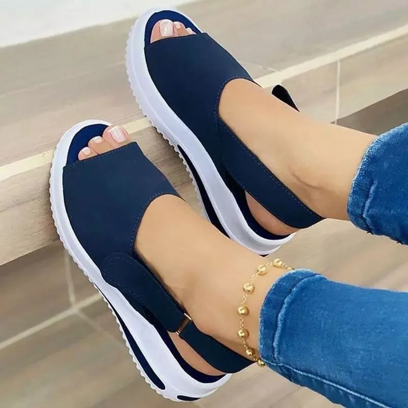 Amozae-Back to school outfit   Fashion Shoes Women Platform Sandals Stretch Fabric Summer Women's Shoes Comfort Walking Ladies Sandalias Female Casual Footwear