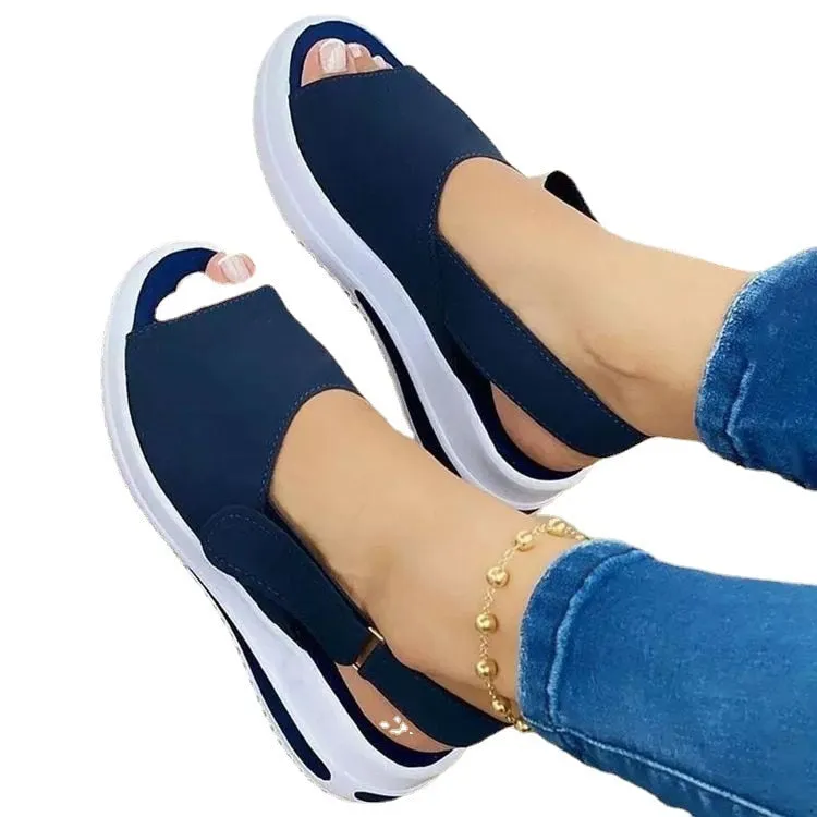 Amozae-Back to school outfit   Fashion Shoes Women Platform Sandals Stretch Fabric Summer Women's Shoes Comfort Walking Ladies Sandalias Female Casual Footwear