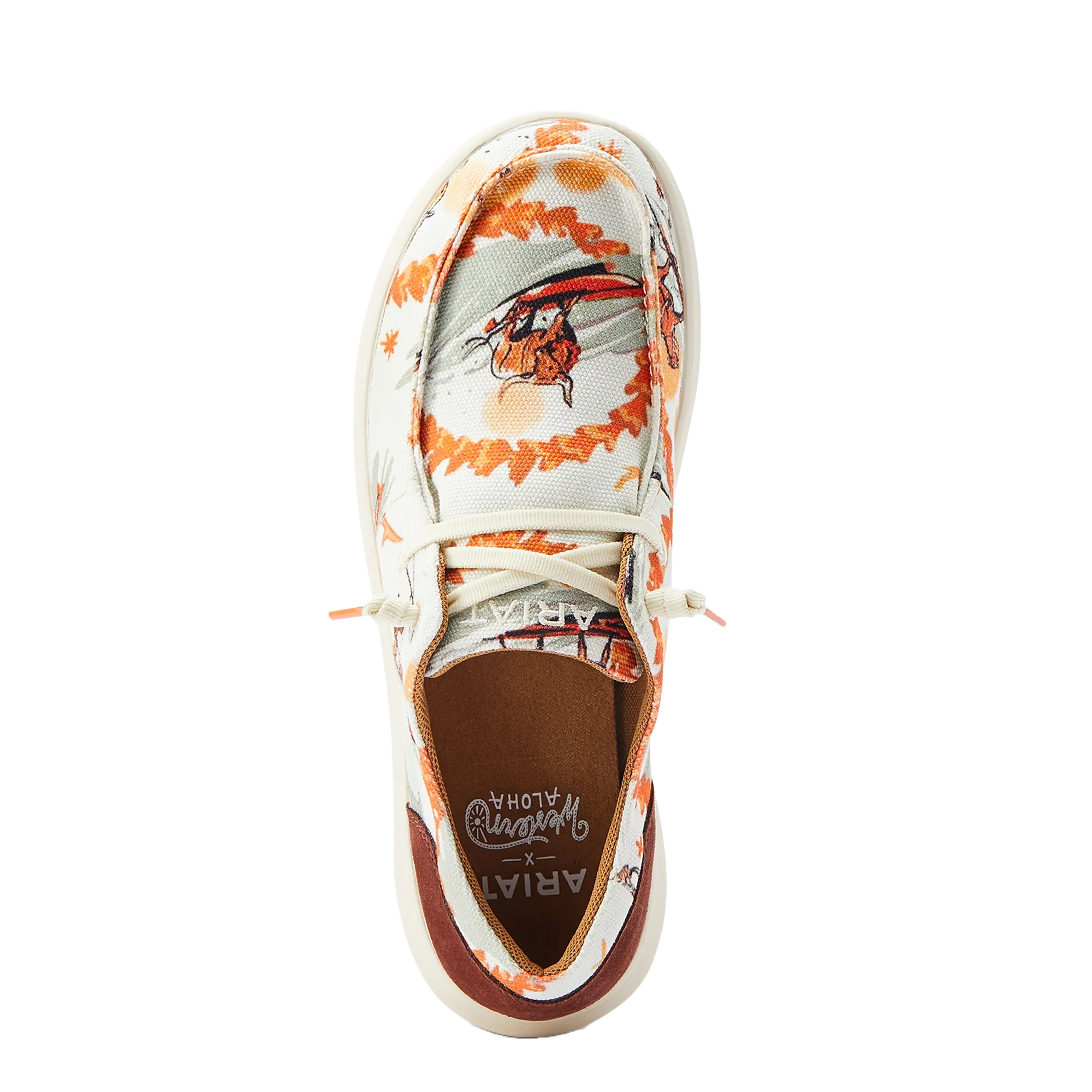 Ariat Ladies Hilo Aloha Surfing Longhorn Print White Shoes 10044521