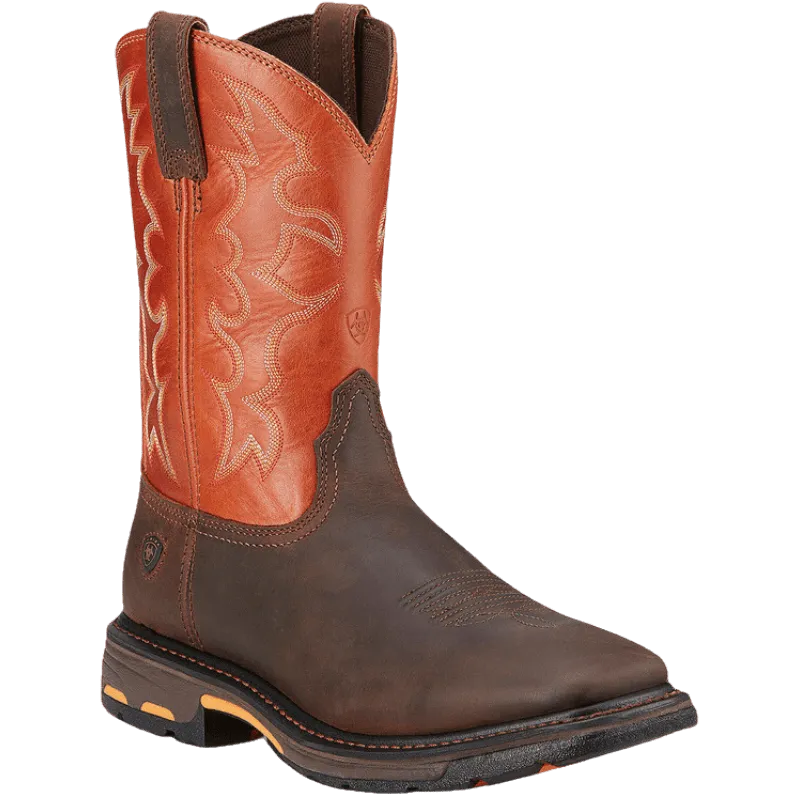 Ariat Men's WorkHog Wide Square Toe Dark Earth/Brick Work Boots 10005888