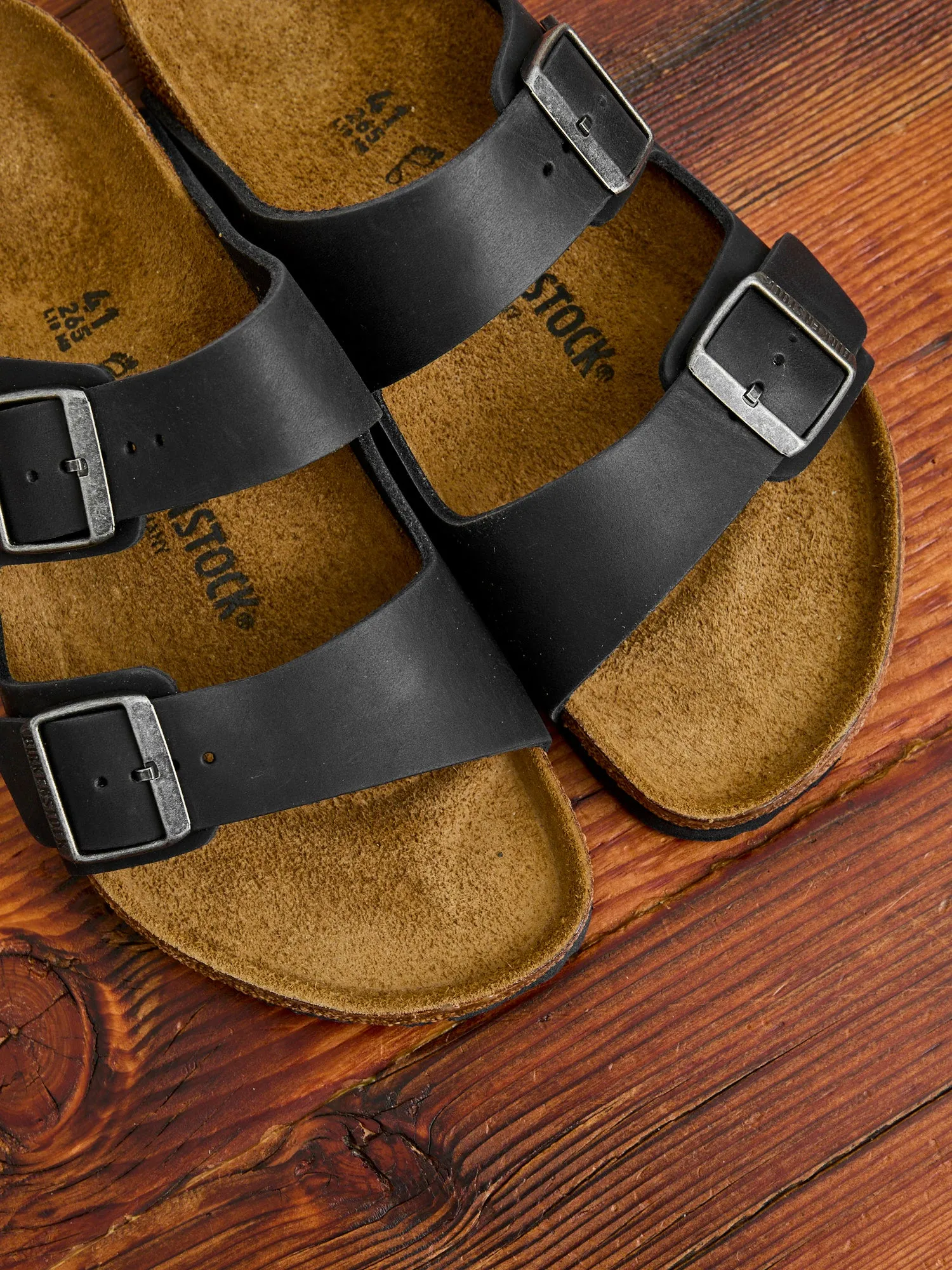 Arizona Sandal in Black Oiled Leather