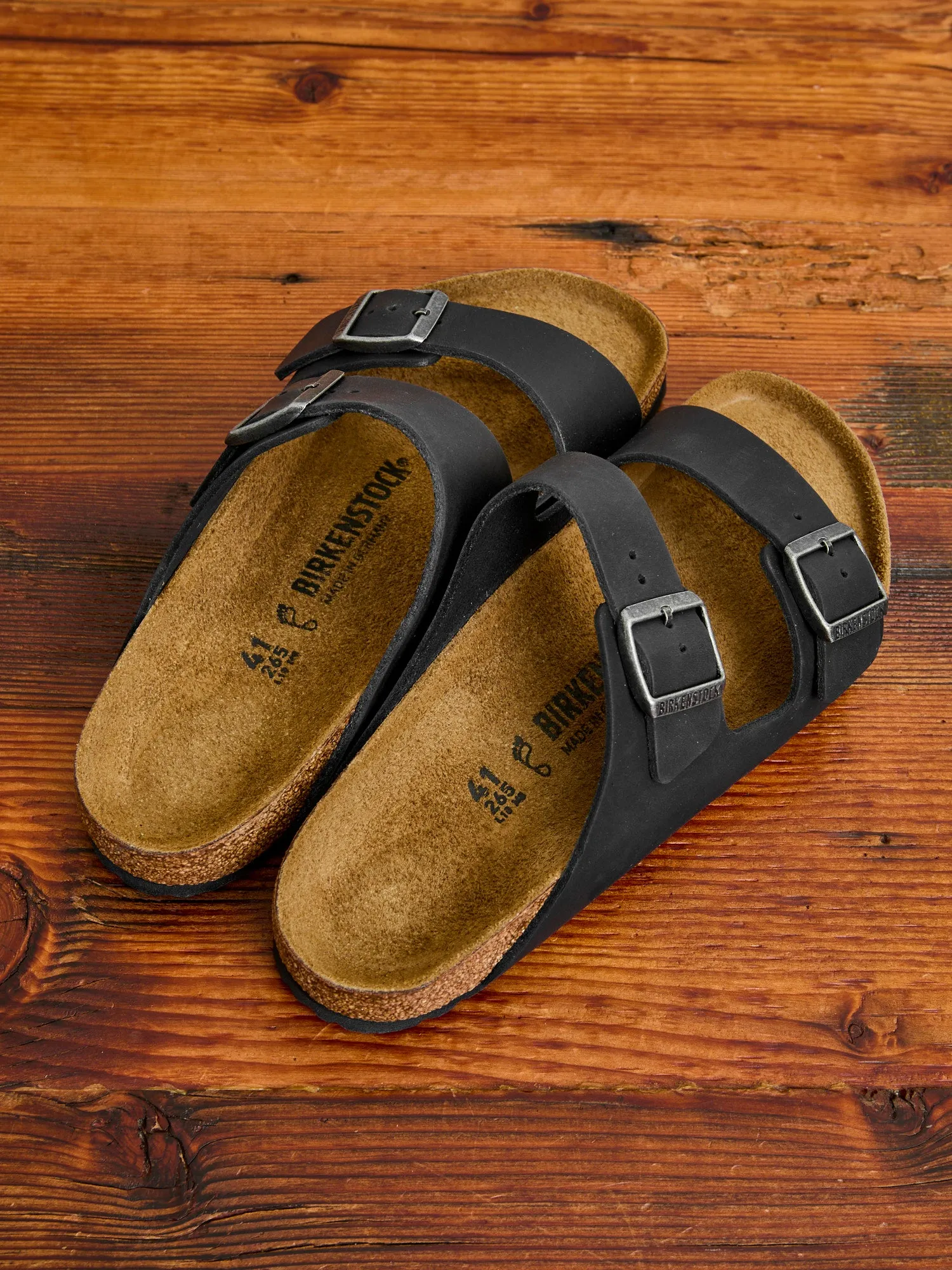 Arizona Sandal in Black Oiled Leather