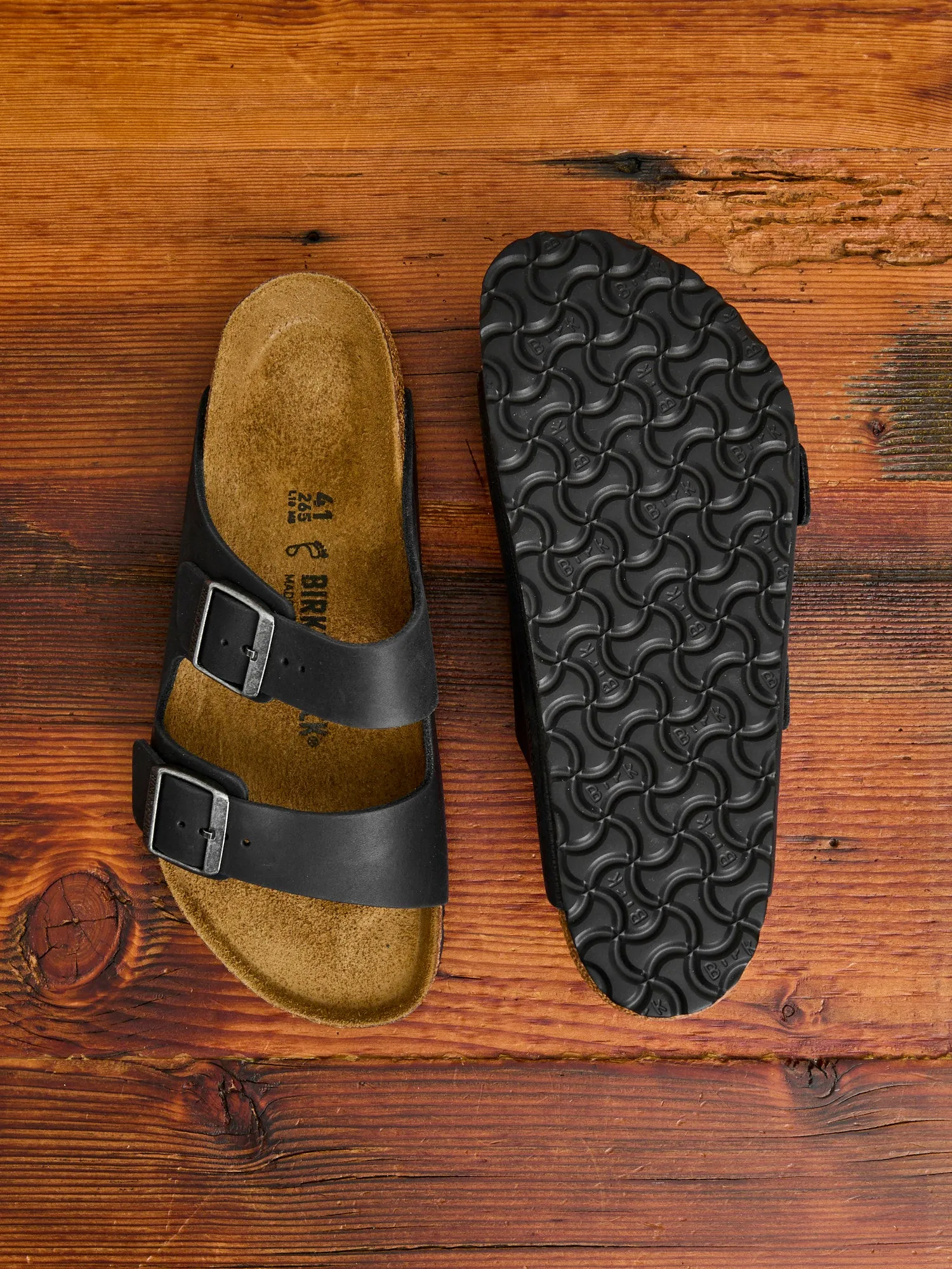 Arizona Sandal in Black Oiled Leather