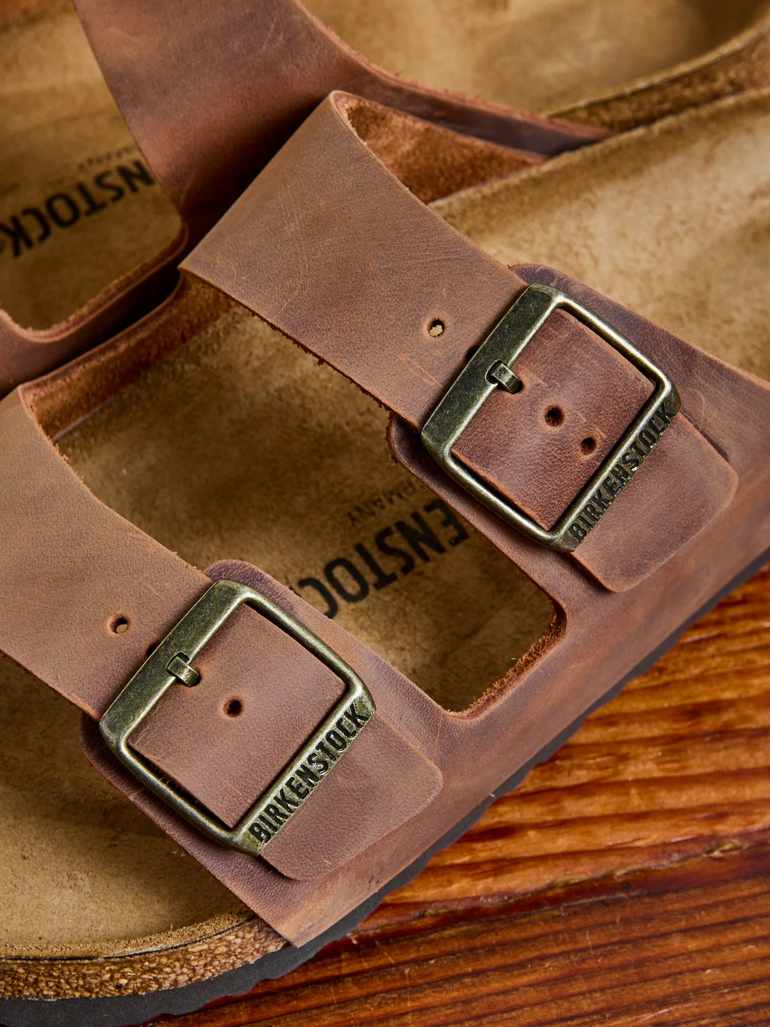 Arizona Sandal in Cognac Oiled Leather