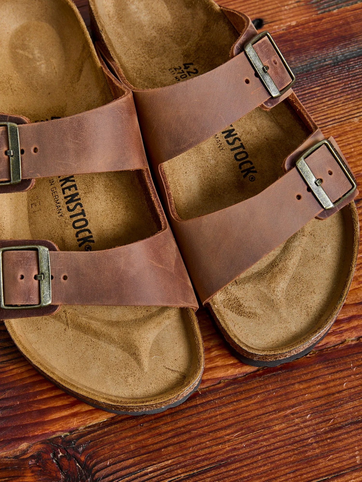 Arizona Sandal in Cognac Oiled Leather