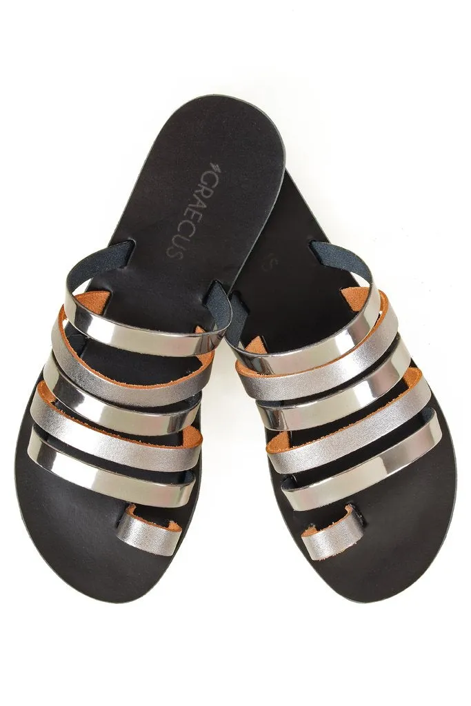 Athena Black Leather Sandals