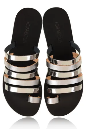 Athena Black Leather Sandals