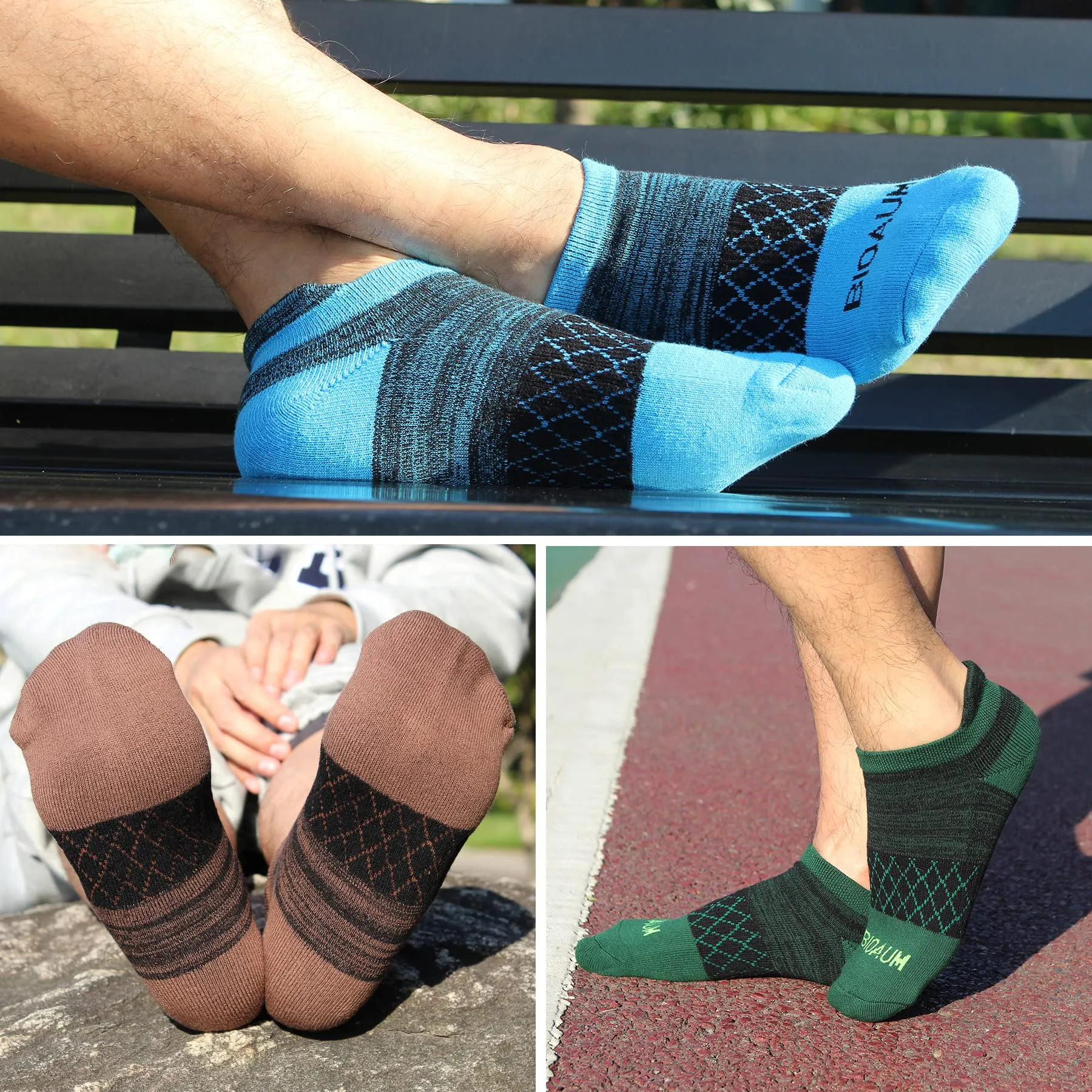 BIOAUM Cushioned Men's Ankle Socks, 6 Pairs Cotton Athletic Sport Breathable Low Cut Socks for Running Size 8-9.5/10-13/12-14