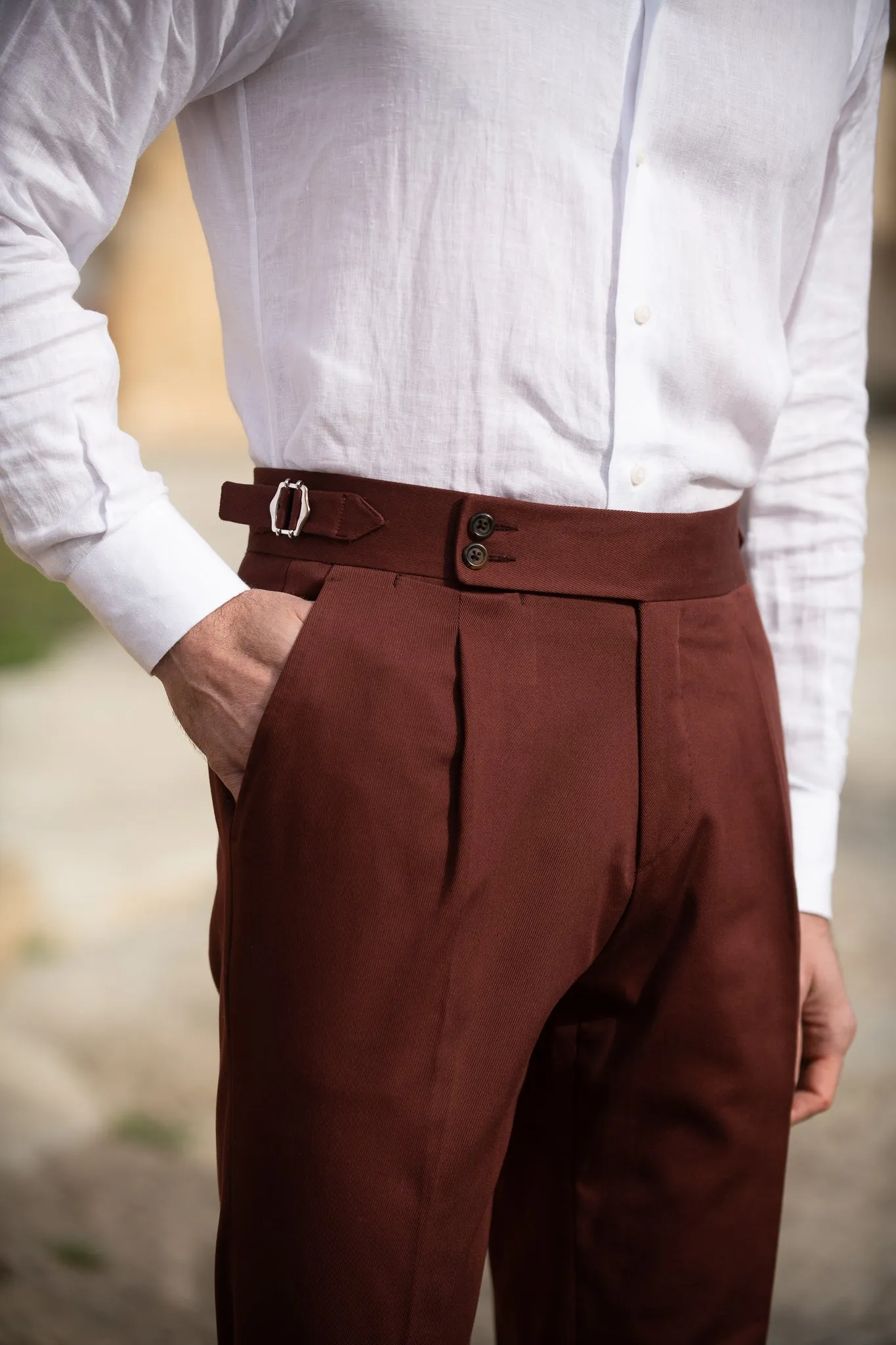 Bordeaux cotton trousers  "Soragna Capsule Collection" - Made in Italy