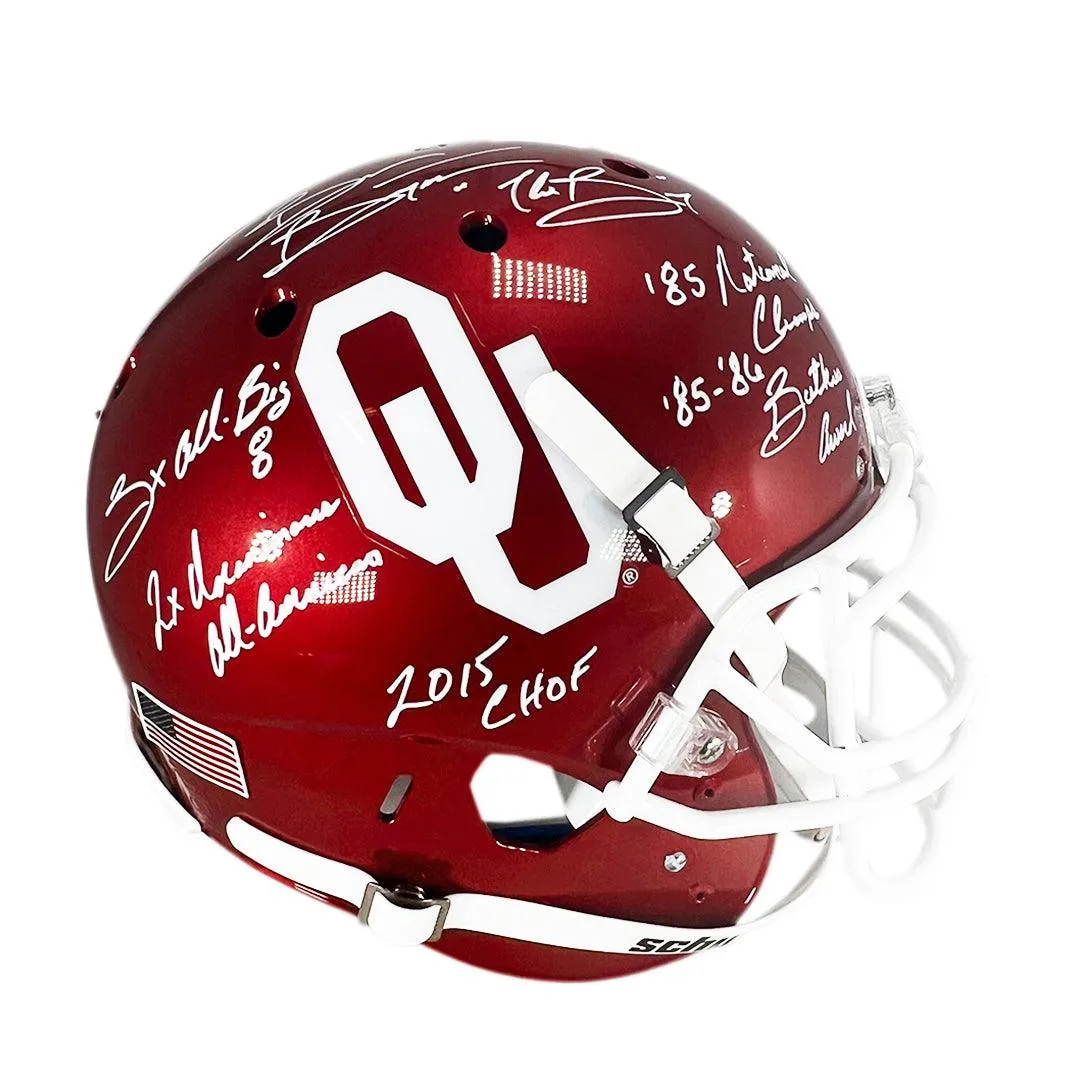 Brian Bosworth Signed Multi-Inscription Oklahoma Sooners Red Full-Size Authentic Schutt Football Helmet (JSA)