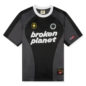 Broken Planet Cosmic Speed Football T Shirt Black Grey