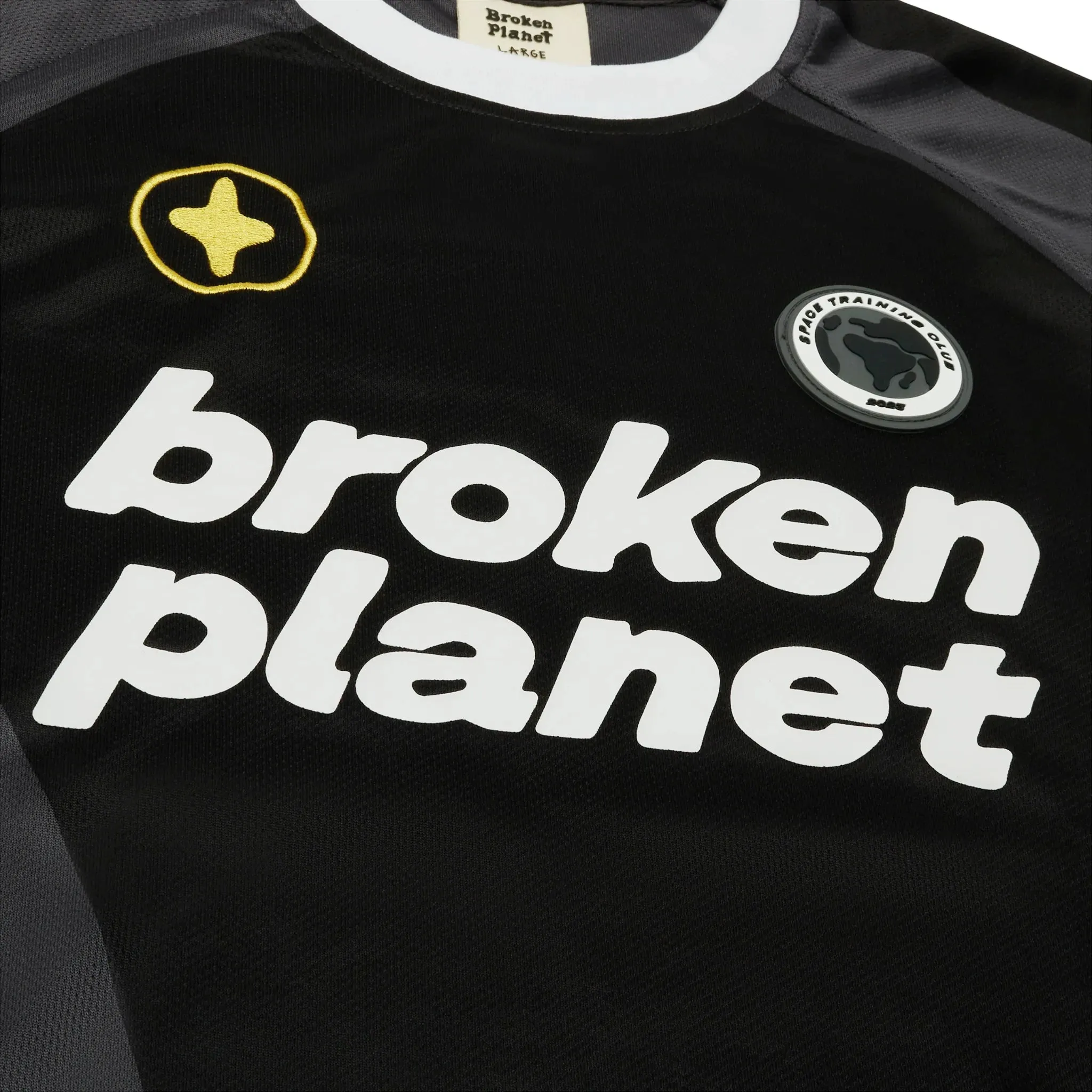 Broken Planet Cosmic Speed Football T Shirt Black Grey