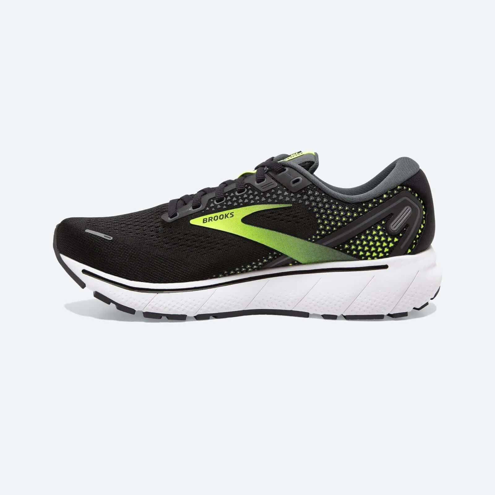 Brooks Mens Wide Ghost 14 Running Shoes - Black/Green