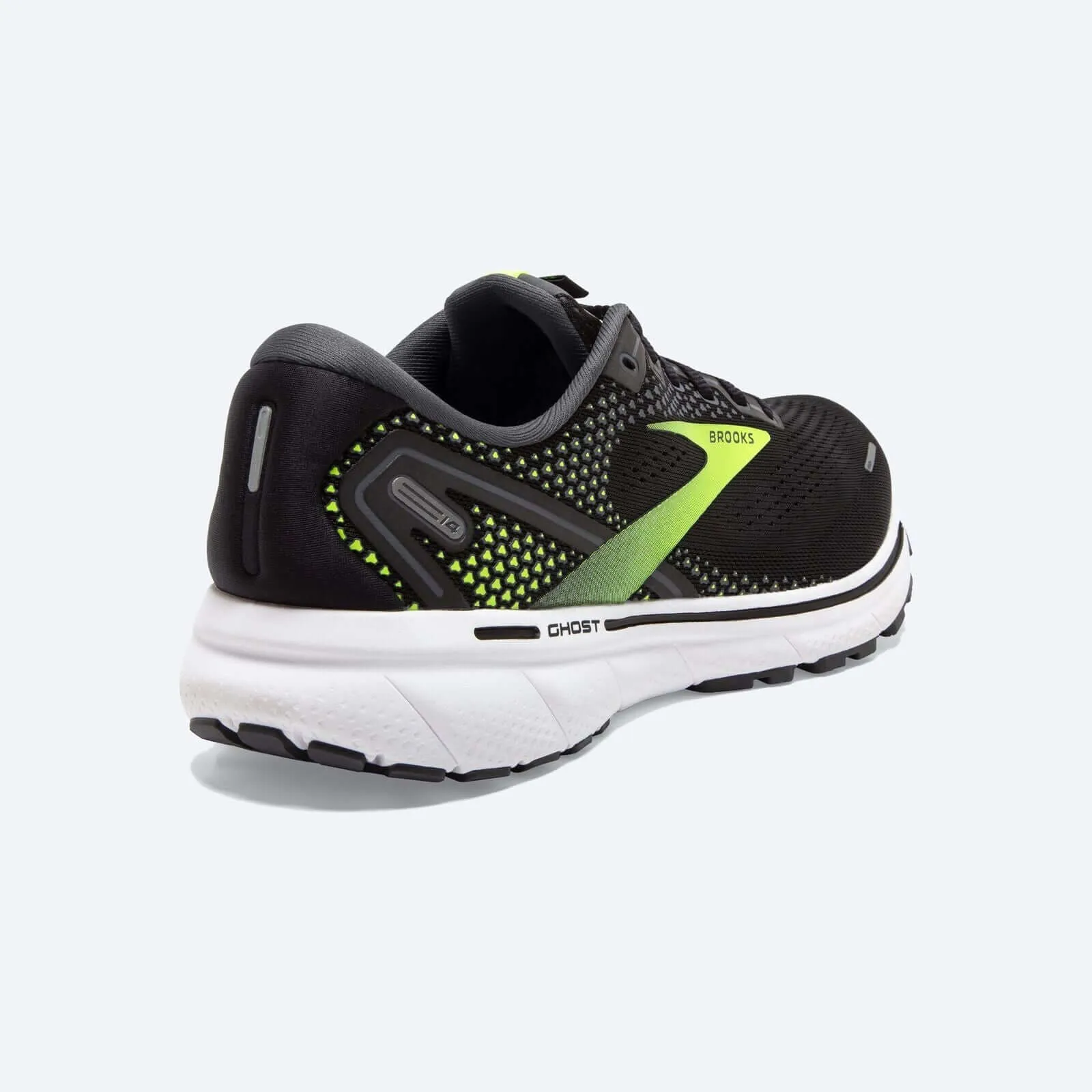 Brooks Mens Wide Ghost 14 Running Shoes - Black/Green