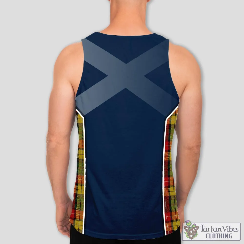 Buchanan Tartan Men's Tanks Top with Family Crest and Scottish Thistle Vibes Sport Style