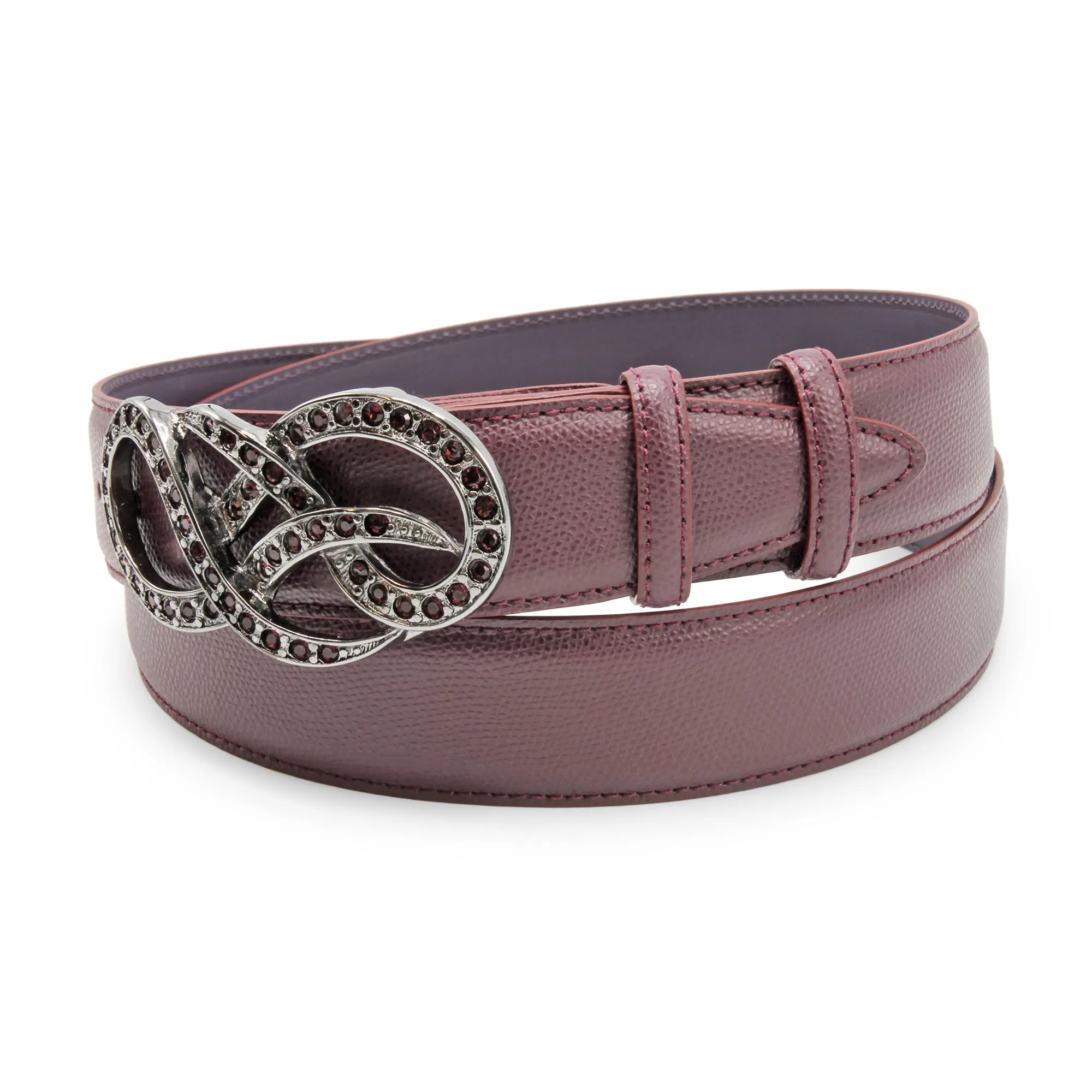 Burgundy Dauphin Crystal Reef Knot Belt