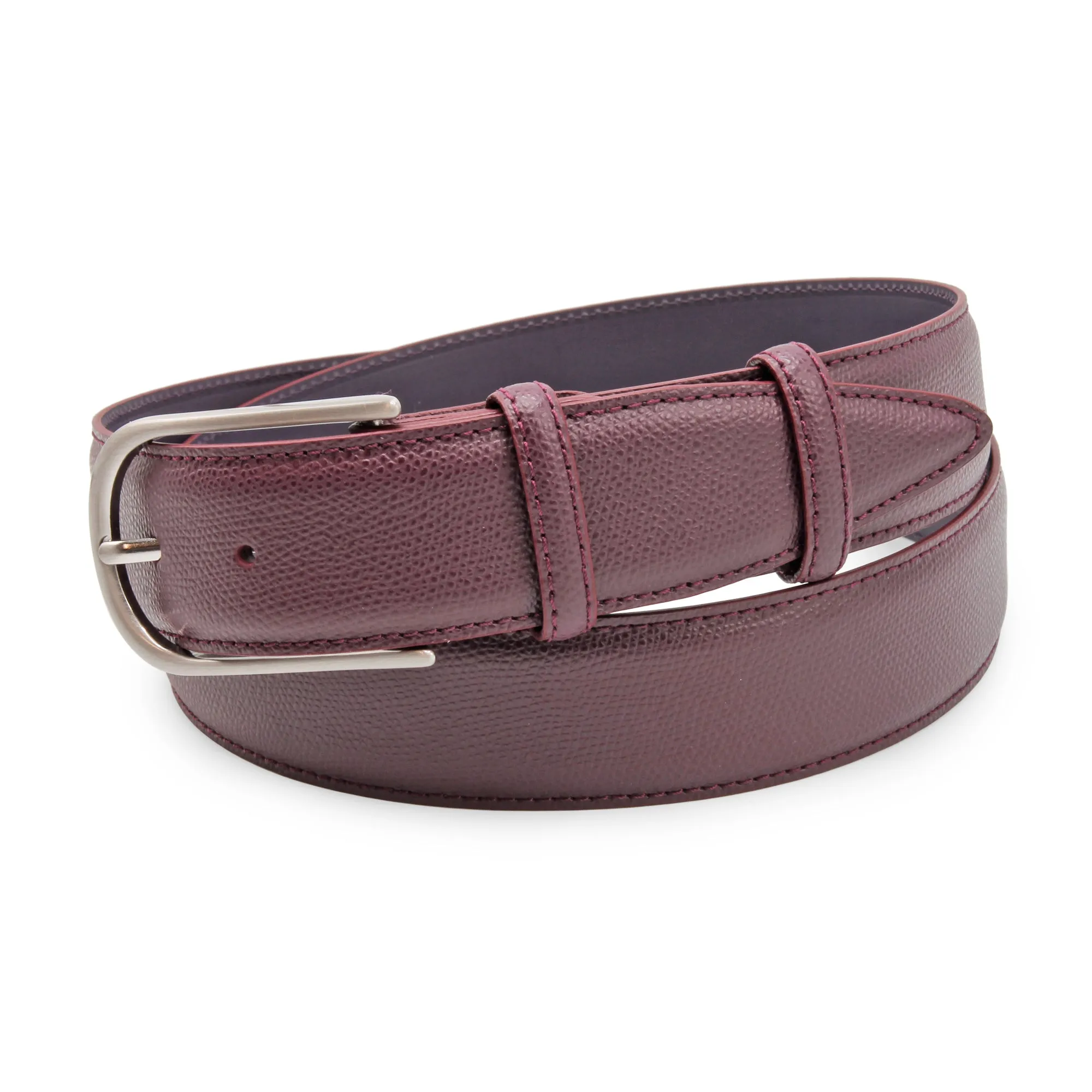 Burgundy Dauphin Satin Silver Prong Belt