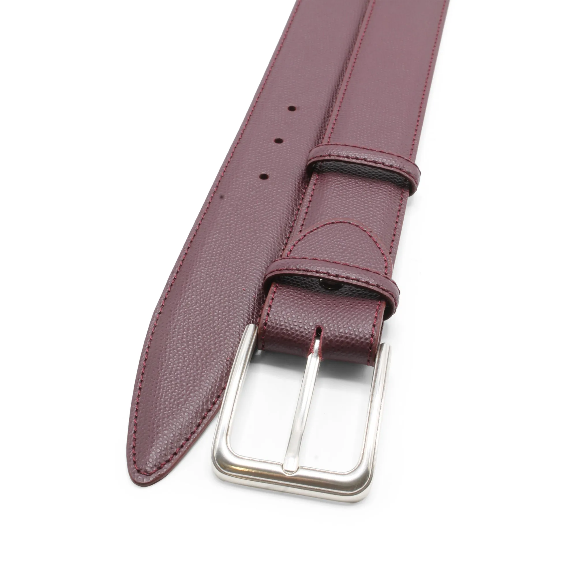 Burgundy Dauphin Silver Prong Belt