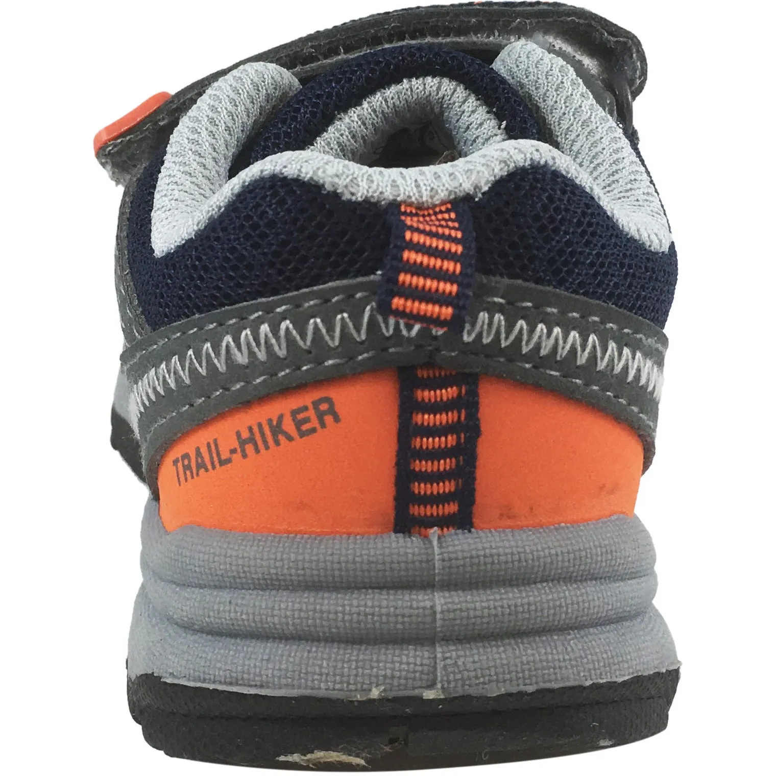 Carter's Boy's Grey Navy Orange Wavy Trail Hiker Double Hook and Loop Sneaker