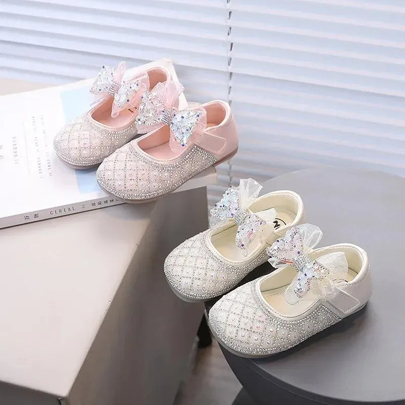 Children's Casual Shoes with Rhinestone Mesh Bow - TSS268