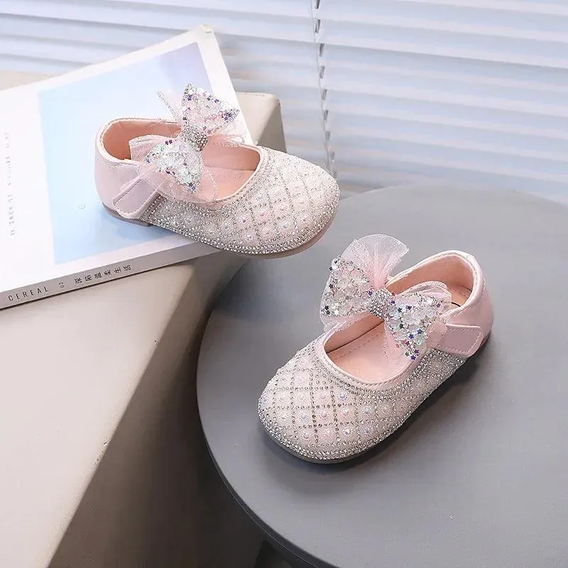 Children's Casual Shoes with Rhinestone Mesh Bow - TSS268