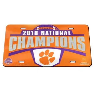 Clemson Tigers 2018-2019 Football National Champions Mirror License Plate Cover