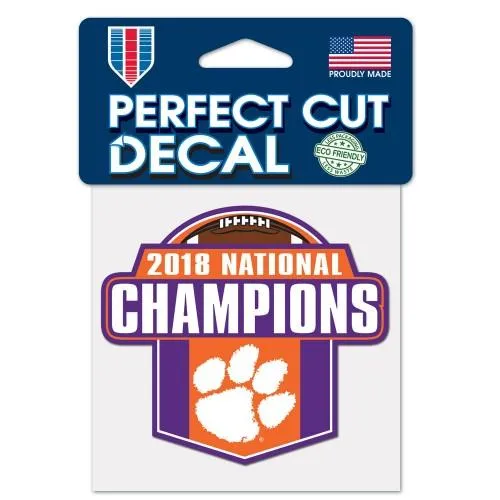 Clemson Tigers 2018-2019 Football National Champions Perfect Cut Decal (4"x4")