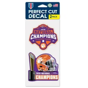 Clemson Tigers 2018-2019 Football National Champions Perfect Cut Decals (2 Pack)