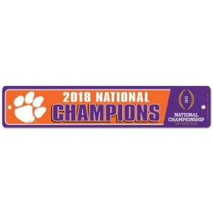 Clemson Tigers 2018-2019 Football National Champions Plastic Street Sign