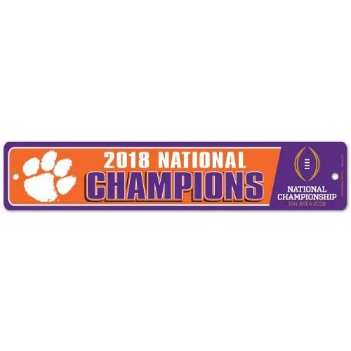 Clemson Tigers 2018-2019 Football National Champions Plastic Street Sign