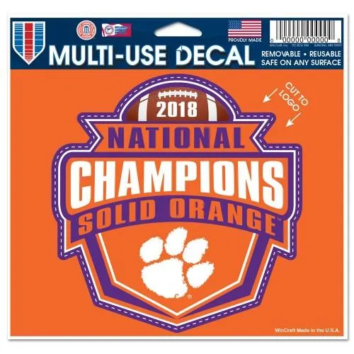 Clemson Tigers 2018-2019 Football National Champions WinCraft Multi-Use Decal