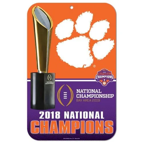 Clemson Tigers 2018-2019 Football National Champions WinCraft Plastic Wall Sign