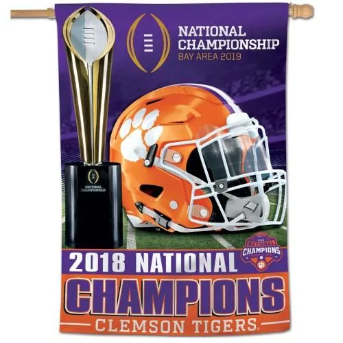 Clemson Tigers 2018-2019 Football National Champions WinCraft Vertical Flag